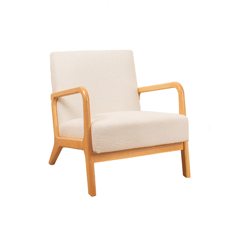 Cream Boucle Curved Arms Chair
